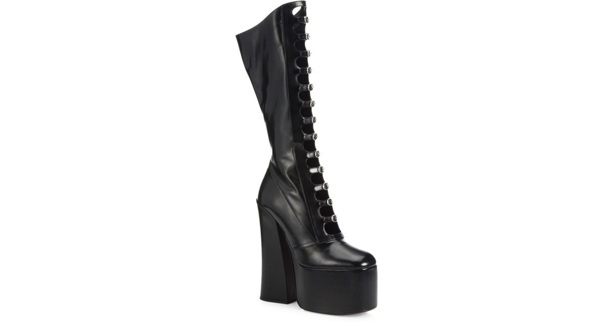 Marc Jacobs Kiki Strappy Leather Platform Boots in Black | Lyst