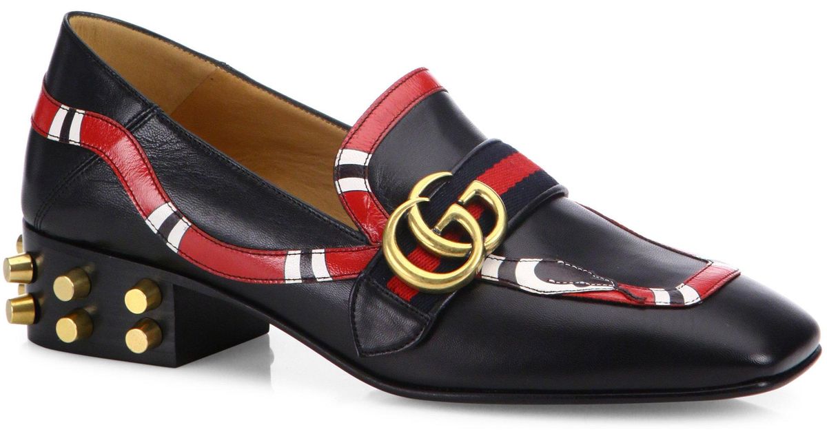 Gucci Yoko Snake Leather Loafers in Black - Lyst