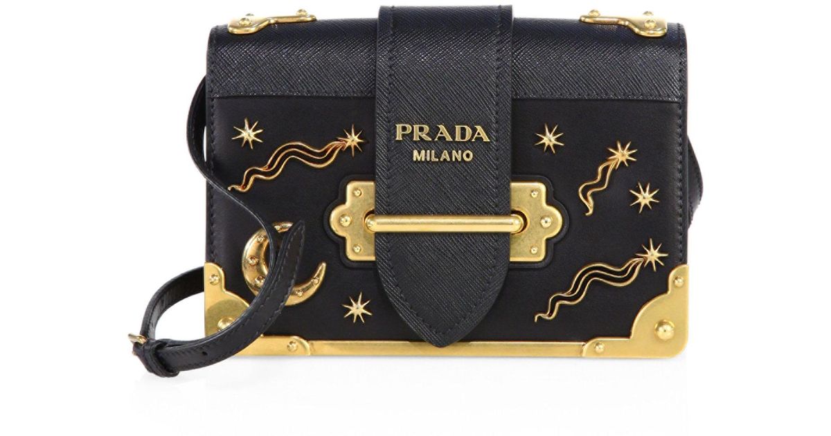 Prada City Leather Celestial Cahier Shoulder Bag in Black Lyst