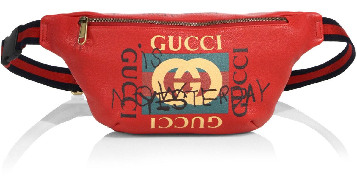 Gucci Leather Fake Waist Bag in Red - Lyst