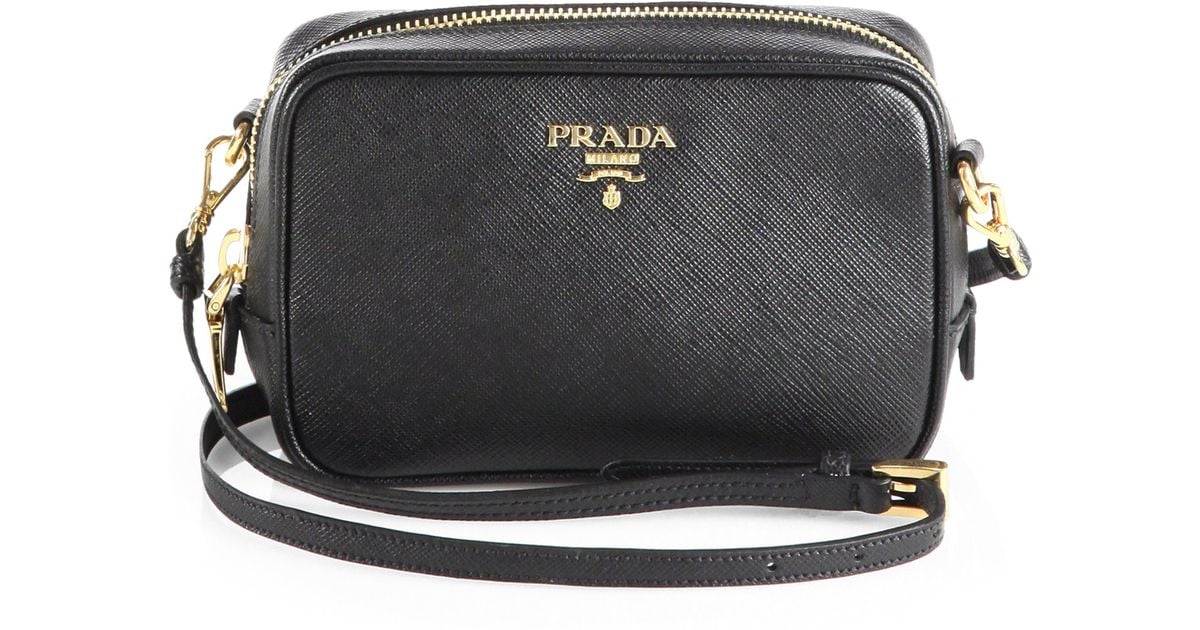 PRADA Saffiano Mini Camera Crossbody Bag Black 1291063