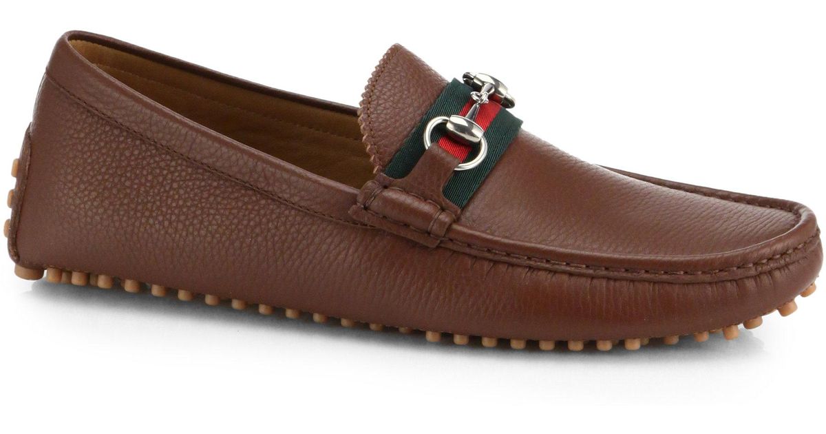 gucci leather driver with horsebit