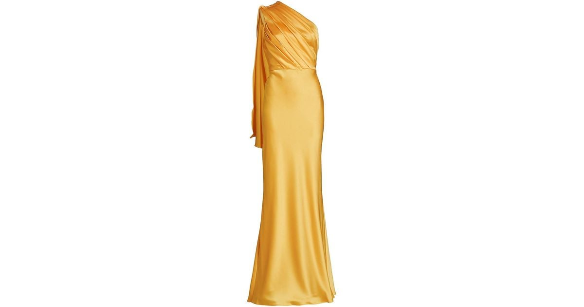 Amsale draped off-the-shoulder gown