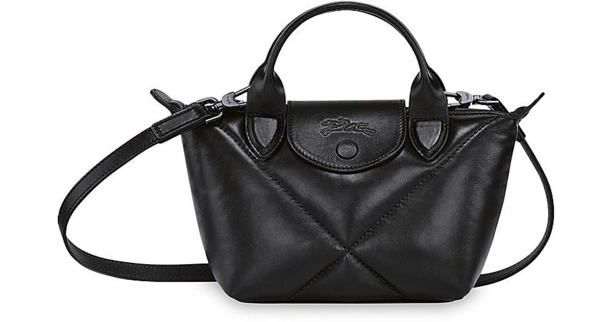 Longchamp Le Pliage Cuir Doudoune Xs Handbag With Strap in Black | Lyst