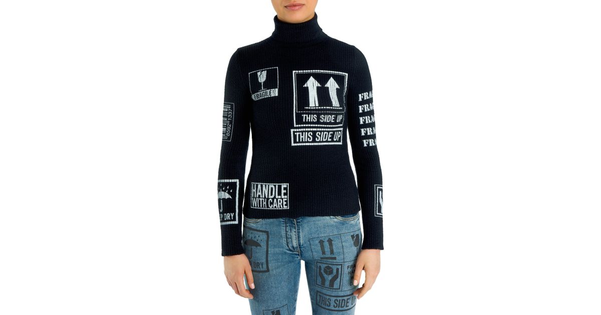 lyst moschino wool turtleneck package sweater in black lyst moschino wool turtleneck package sweater in black