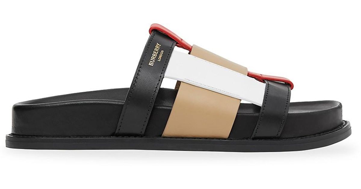 burberry color block leather slides
