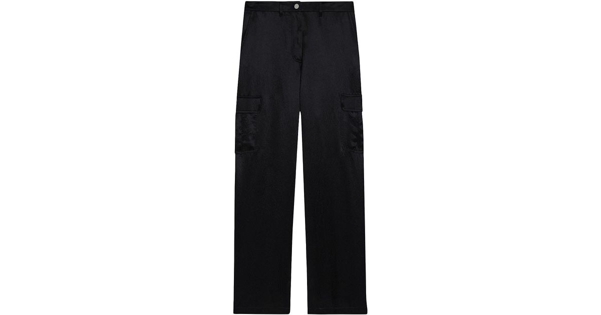 Theory Crushed Satin Cargo Pants in Blue | Lyst