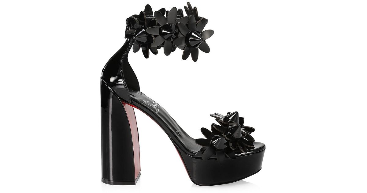 Christian Louboutin Daisy Spikes 130 Patent Leather Platform Sandals in Black | Lyst