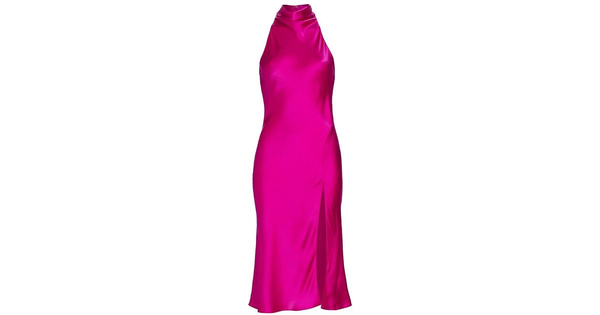 Amanda Uprichard Stanford Silk Cowl-neck Midi-dress in Dark Hot Pink ...