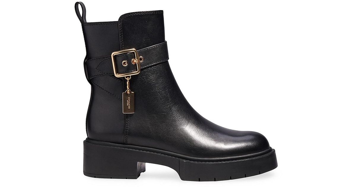 COACH Lacey Leather Bootie in Black | Lyst