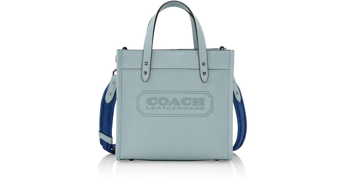 COACH Field 22 Pebble Leather Tote in Blue Lyst