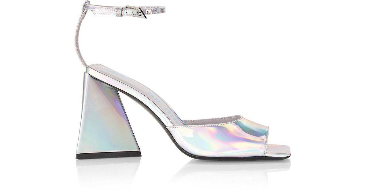 The Attico Piper Holographic Block-heel Sandals in White | Lyst
