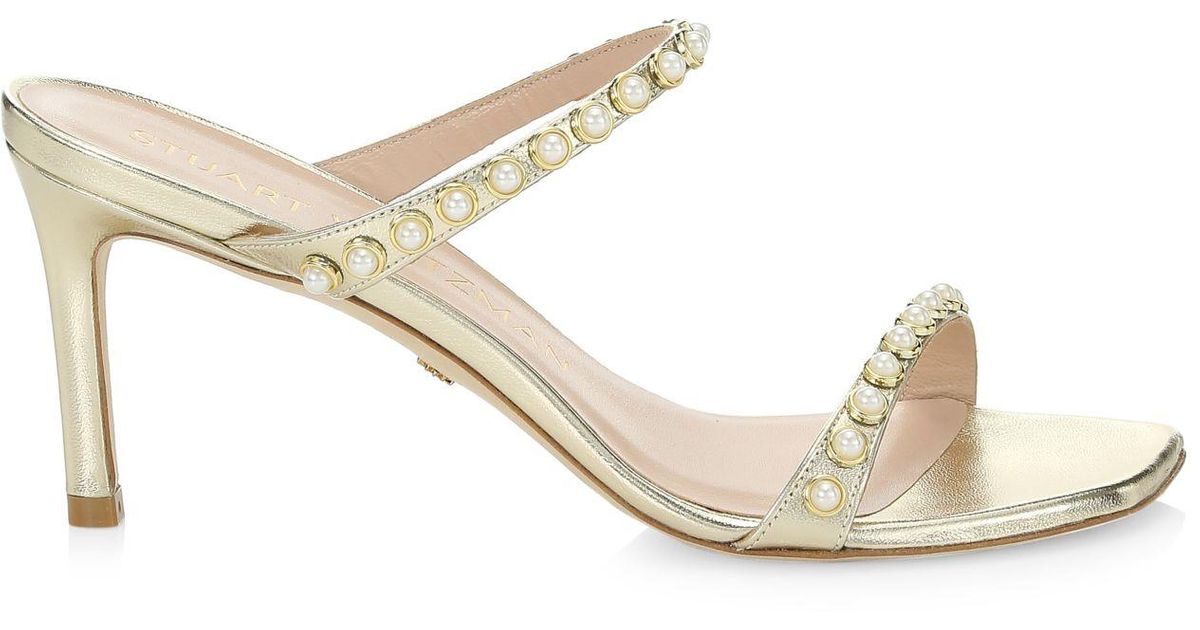 stuart weitzman aleena embellished leather slides