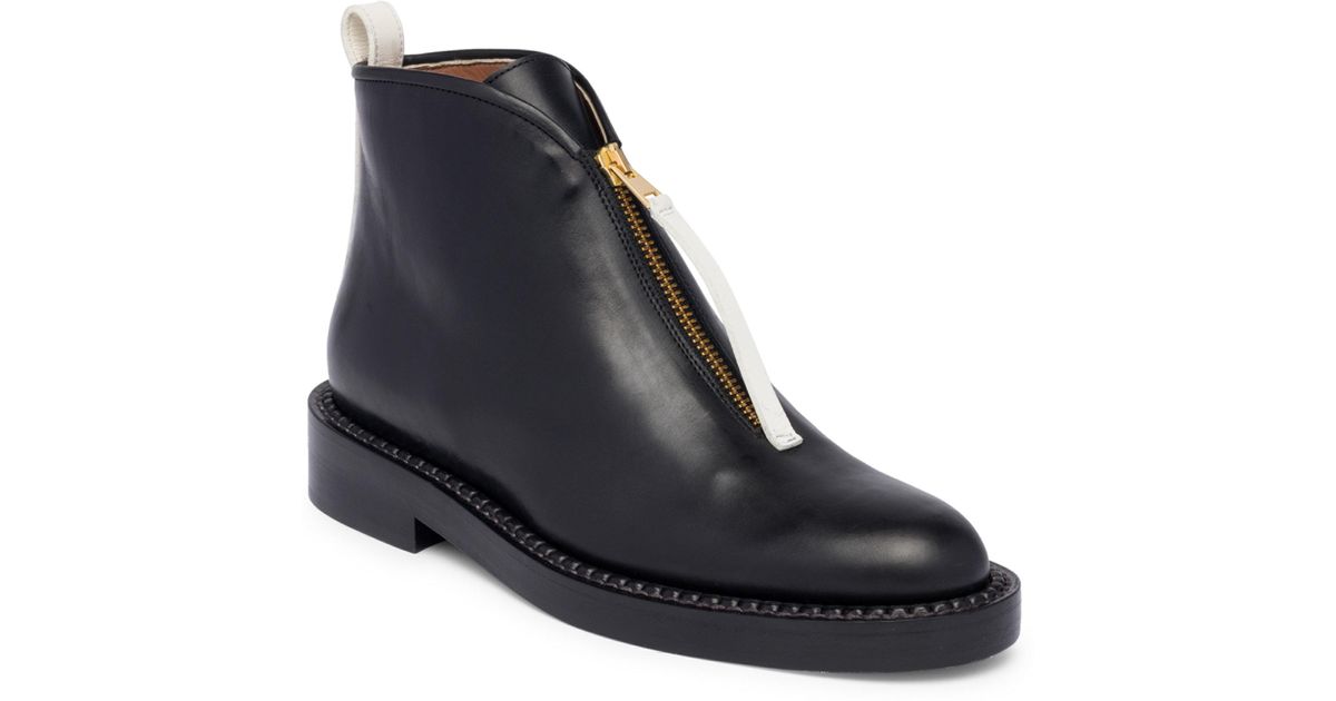 leather flat booties