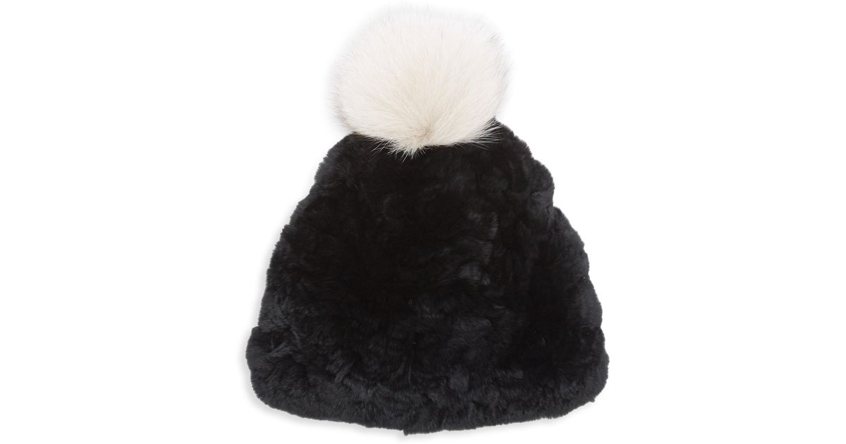 rabbit fur pom pom hat