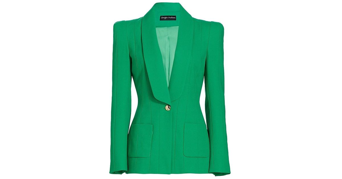 Sergio Hudson Wool Multi-seamed Single-breasted Blazer in Green | Lyst