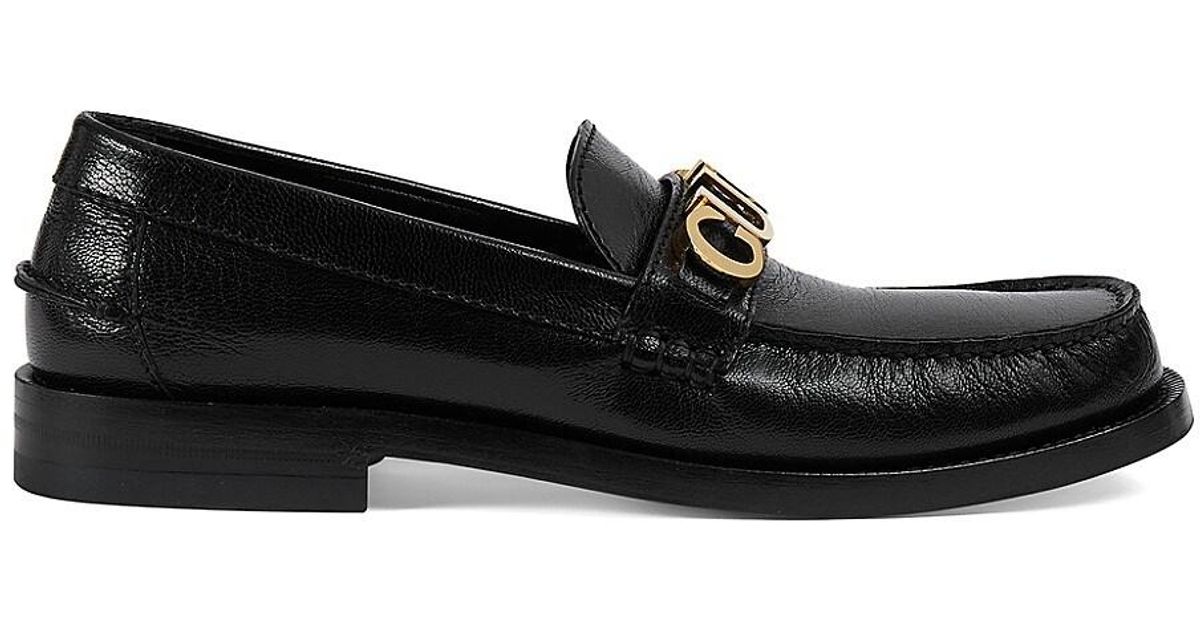Gucci Leather Cara Classic Logo Moccasin Loafers in Nero (Black) Lyst