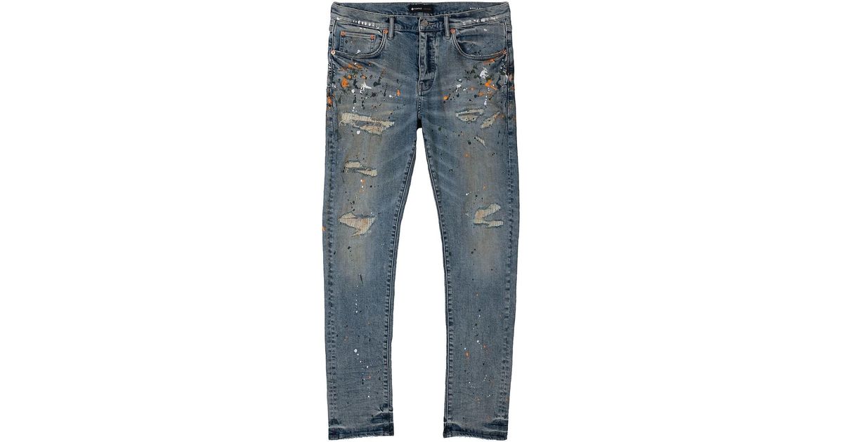 Purple Brand Denim Paint Splattered Five-pocket Jeans in Blue for Men ...