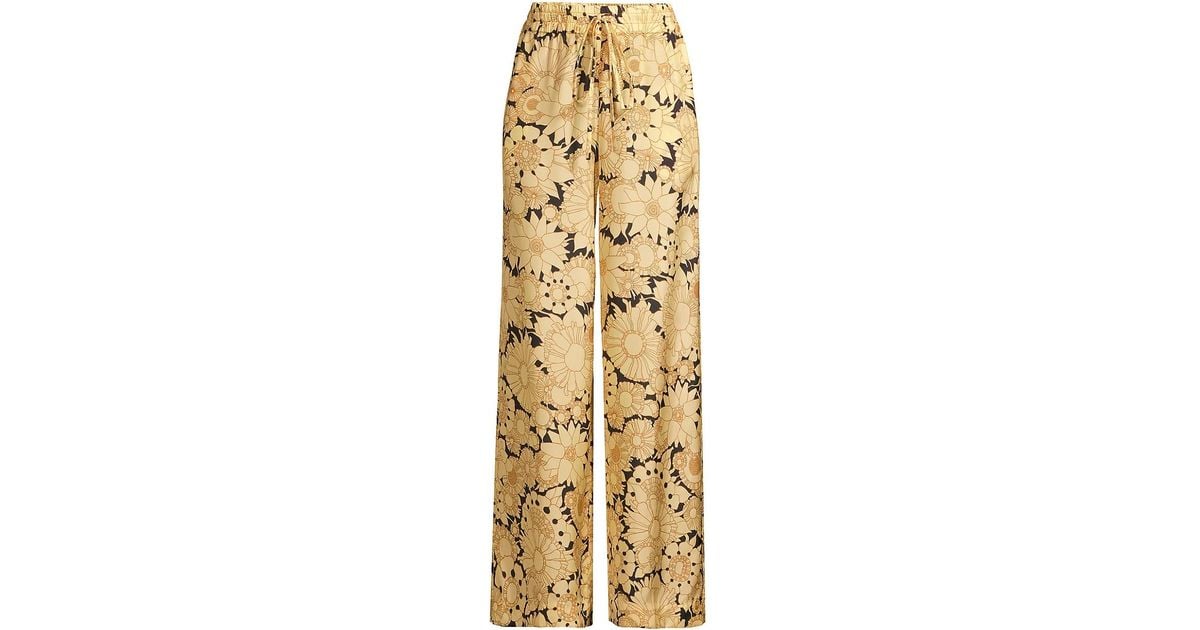 Rebecca Taylor Silk Floral Pajama Pants in Natural | Lyst