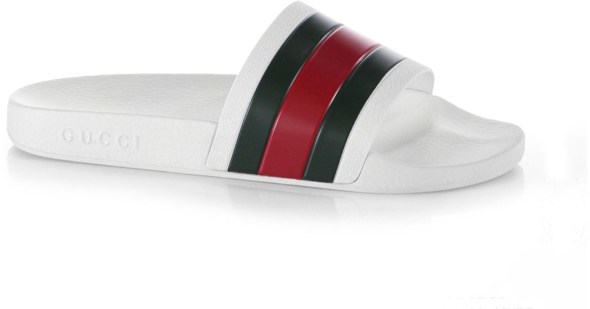 Gucci Pursuit &#39;72 Rubber Slide Sandals in White for Men - Save 33% - Lyst