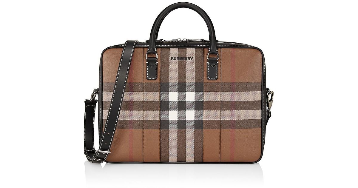 Burberry Ainsworth Check Briefcase in Brown for Men Lyst