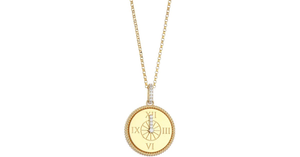 Diamond Clock Pendant Necklace 