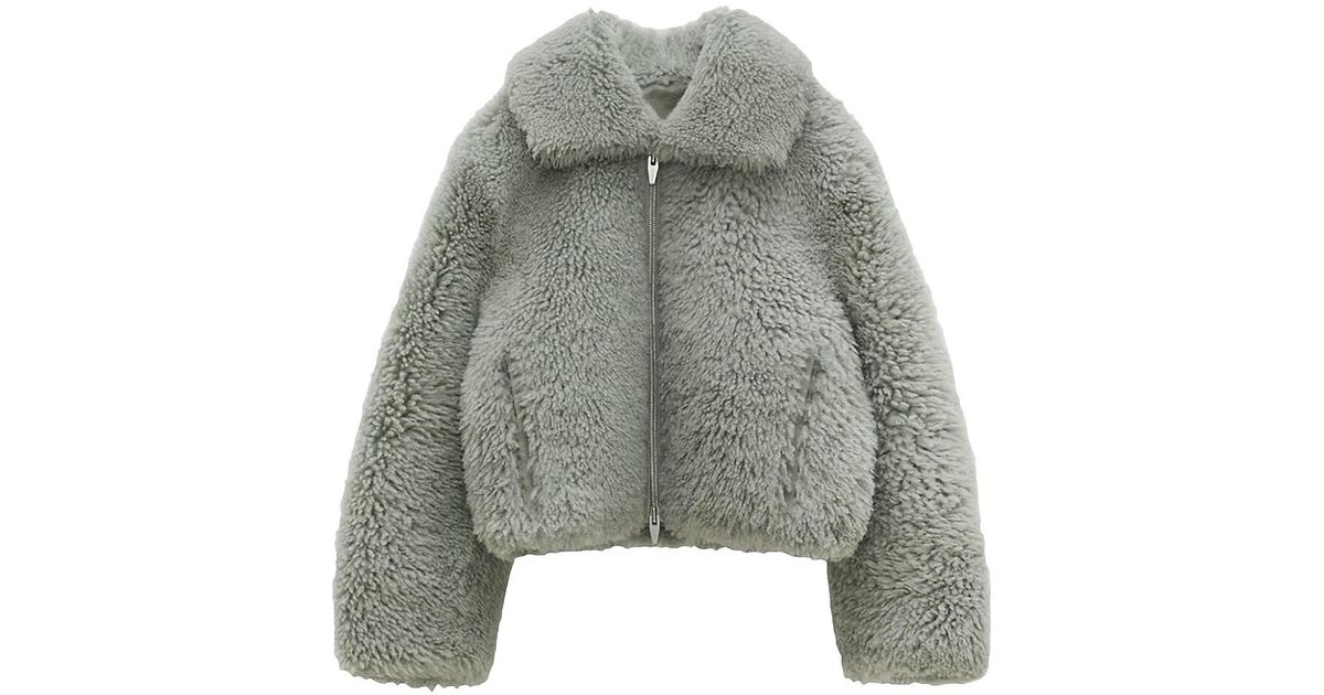 The Arrivals Suede Kala Iii Shearling Coat in Sage (Gray) | Lyst