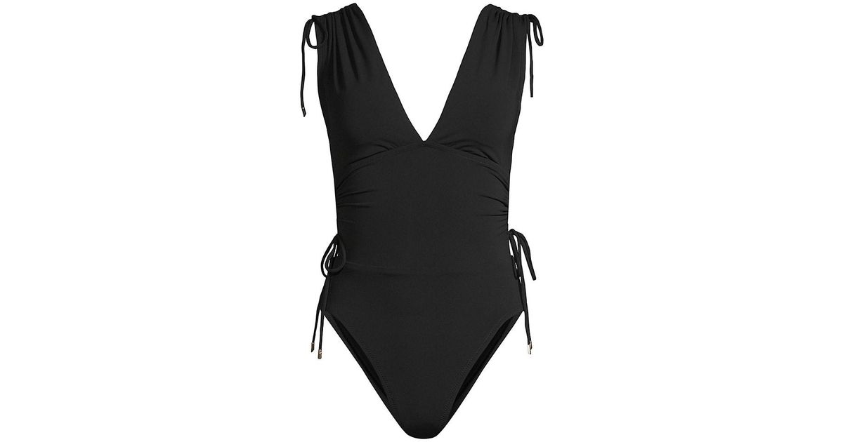 Robin Piccone Aubrey Plunging V-neck One-piece Swimsuit in Black | Lyst
