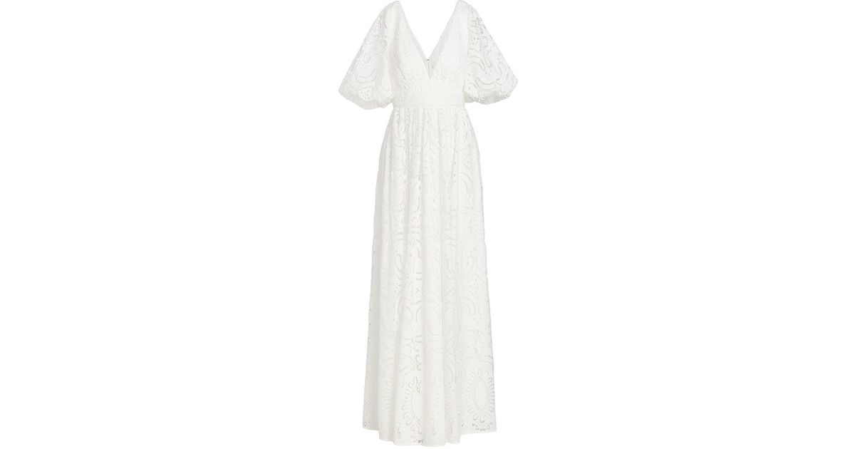 badgley mischka puff sleeve gown