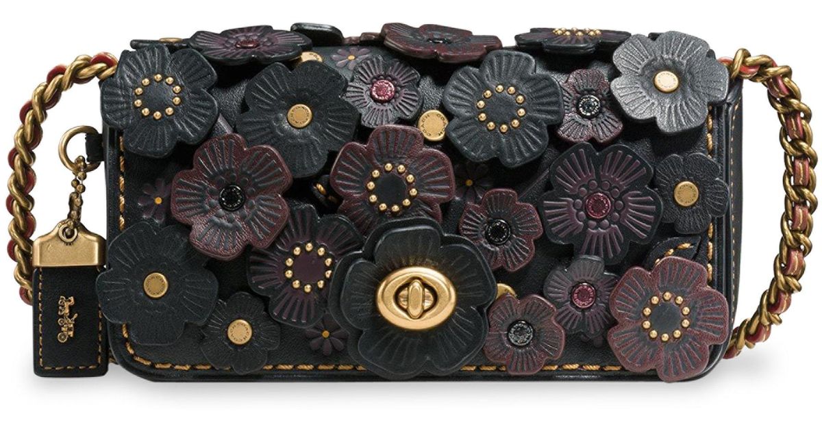 COACH Leather Dinkier Tea Rose Crossbody Bag in Black Lyst