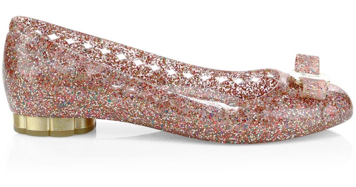 glitter jelly flats