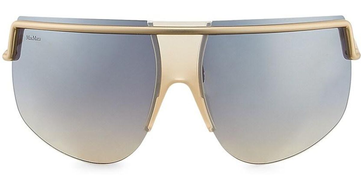Max Mara Synthetic Sophie 70mm Mirror Shield Sunglasses in Pale Gold