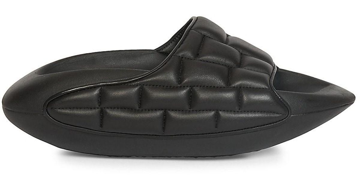 Balmain Bit Quilted Leather Slides in Black Lyst