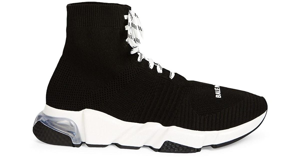 Balenciaga Synthetic Speed Clear Sole Lace-up Sneakers in Black White ...