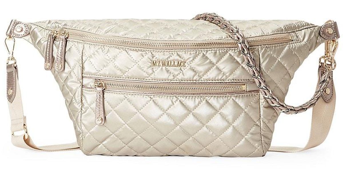 MZ Wallace Quilted Nylon Sling Crossbody Bag in Natural Lyst