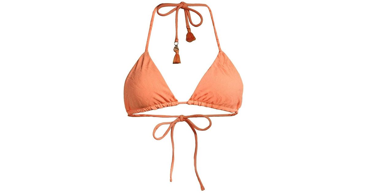 MILLY Ojal Tiger Jacquard Triangle Bikini Top in Pink | Lyst