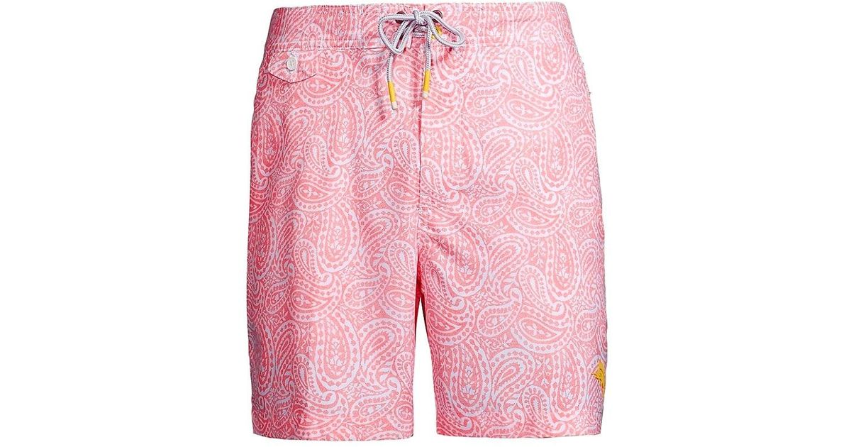 Tommy Bahama Rialto Drive Paisley Swim Trunks in Pink for Men | Lyst