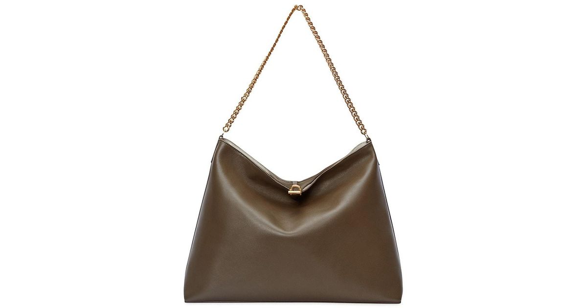 Altuzarra Mini Leather Hobo Bag-on-chain in Brown | Lyst