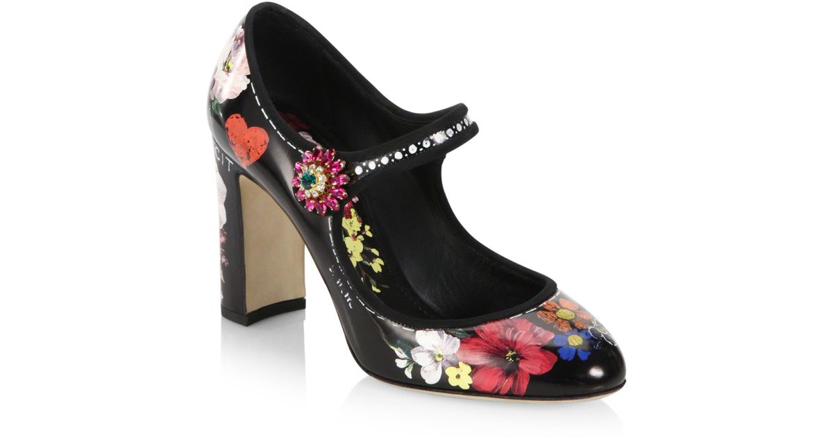 floral mary jane heels