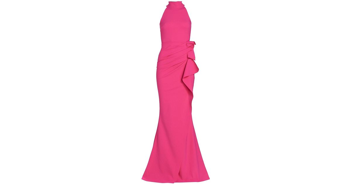 La Petite Robe Di Chiara Boni Gudrum Halter Ruffle Gown in Pink | Lyst