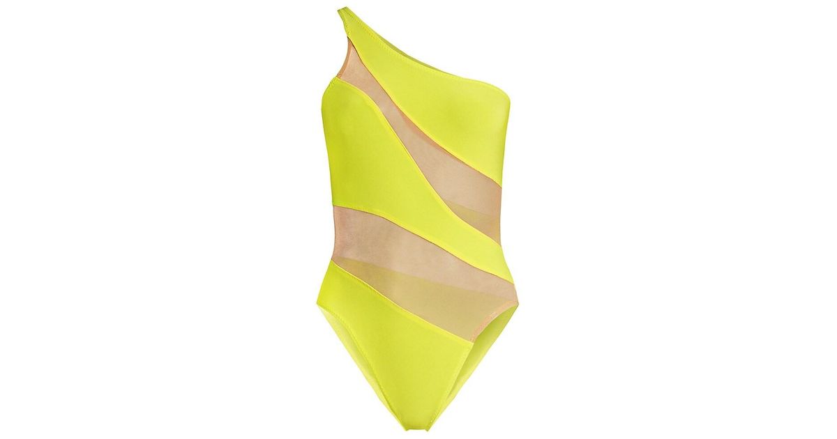 Norma Kamali Synthetic Snake Asymmetric Mesh One-piece Swimsuit in ...