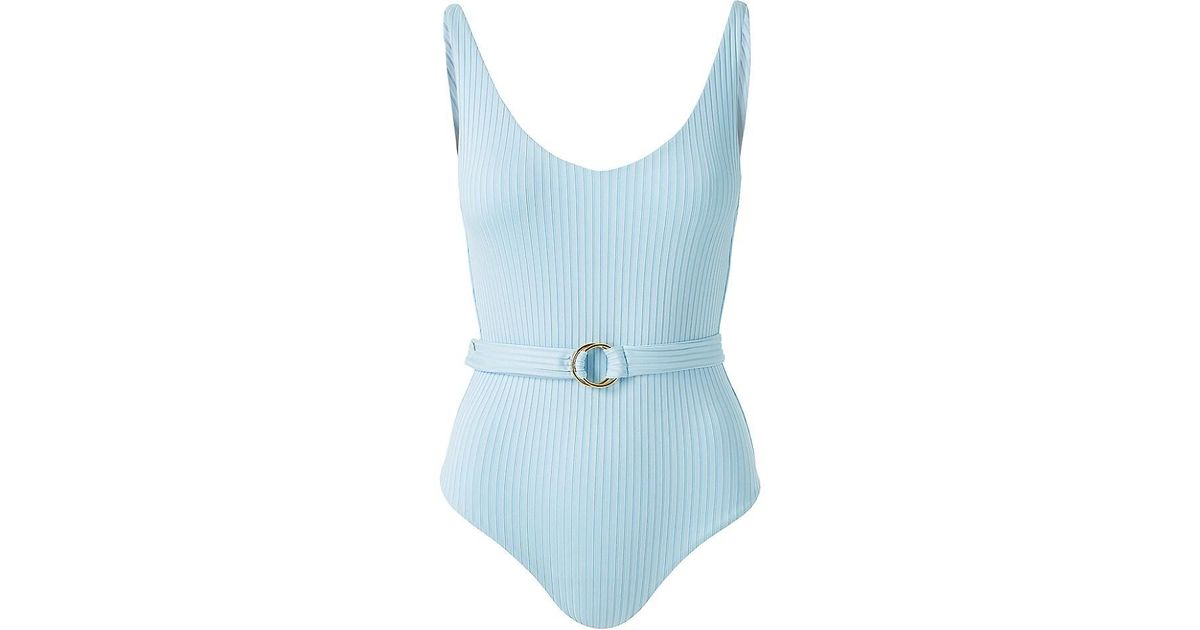 Melissa Odabash St Tropez Belted One-piece Swimsuit in Blue | Lyst