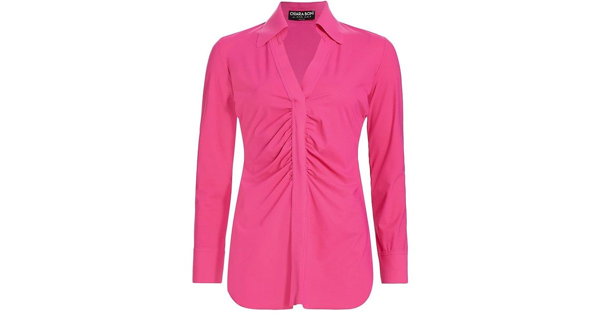 La Petite Robe Di Chiara Boni Shohreh Ruched Top in Pink | Lyst