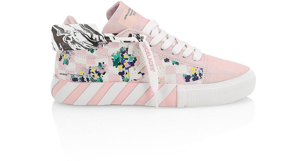 morbiditet perspektiv national flag Off-White c/o Virgil Abloh Printed Checkered Canvas Vulcanized Sneakers in  Pink | Lyst
