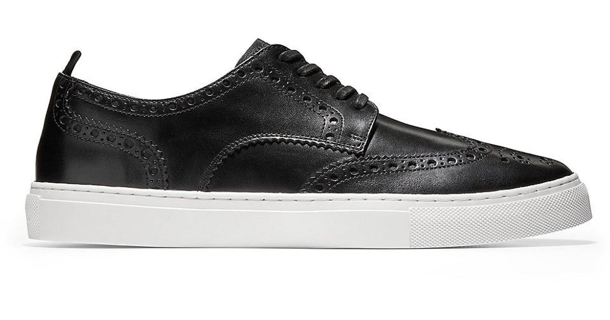Cole Haan Leather Grand Series Winslow Wing Tip Sneakers in Black for ...