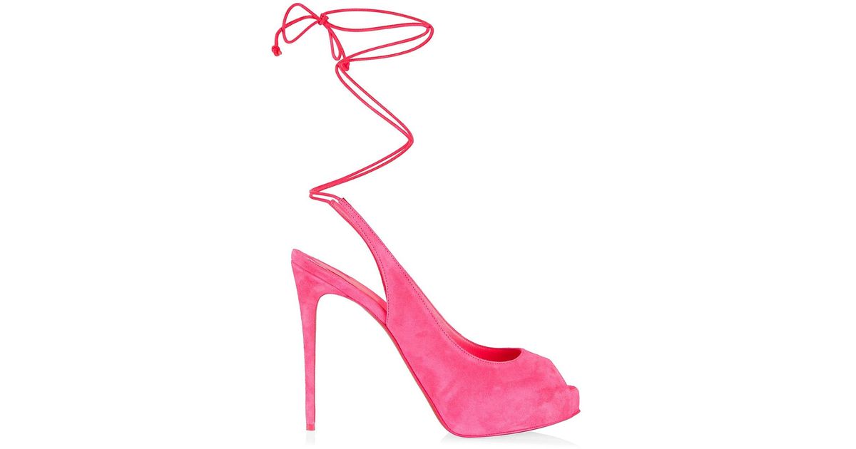 Christian Louboutin Nvp Suede Lace-up Sandals in Pink | Lyst