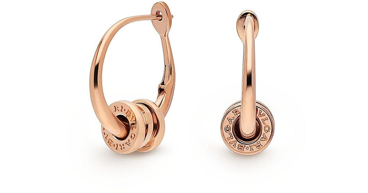 BVLGARI B.zero1 18k Rose Gold Hoop Earrings in Metallic | Lyst