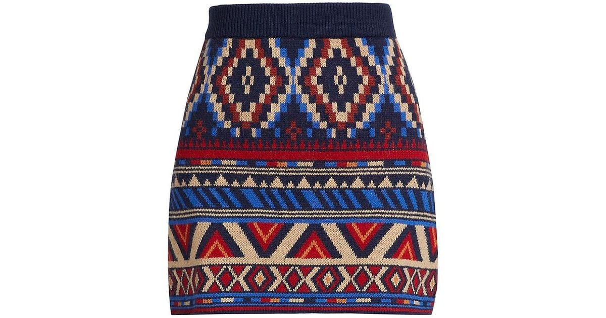 FARM Rio Synthetic Ainika Tapestry Knit Miniskirt in Navy Blue (Blue ...