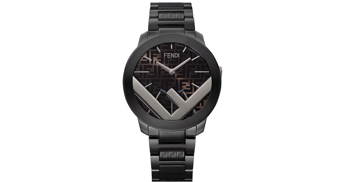 Fendi 41mm F Stainless Steel Watch in Black for Men | Lyst