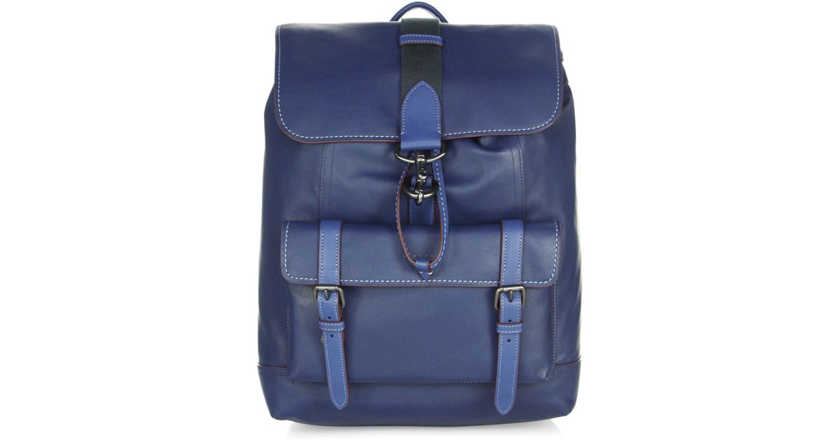 coach blue leather backpack